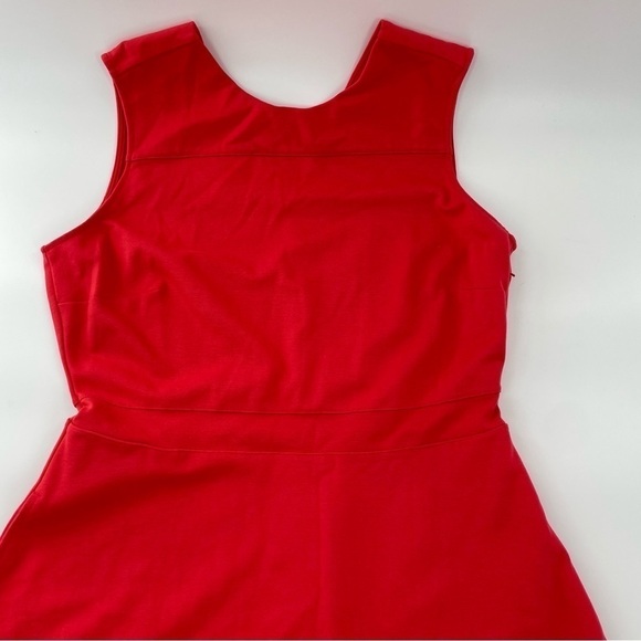 Lands End Viscose Heavy Red V Back Sleeveless Skater Dress Size‎ 14 Petite - Picture 3 of 13
